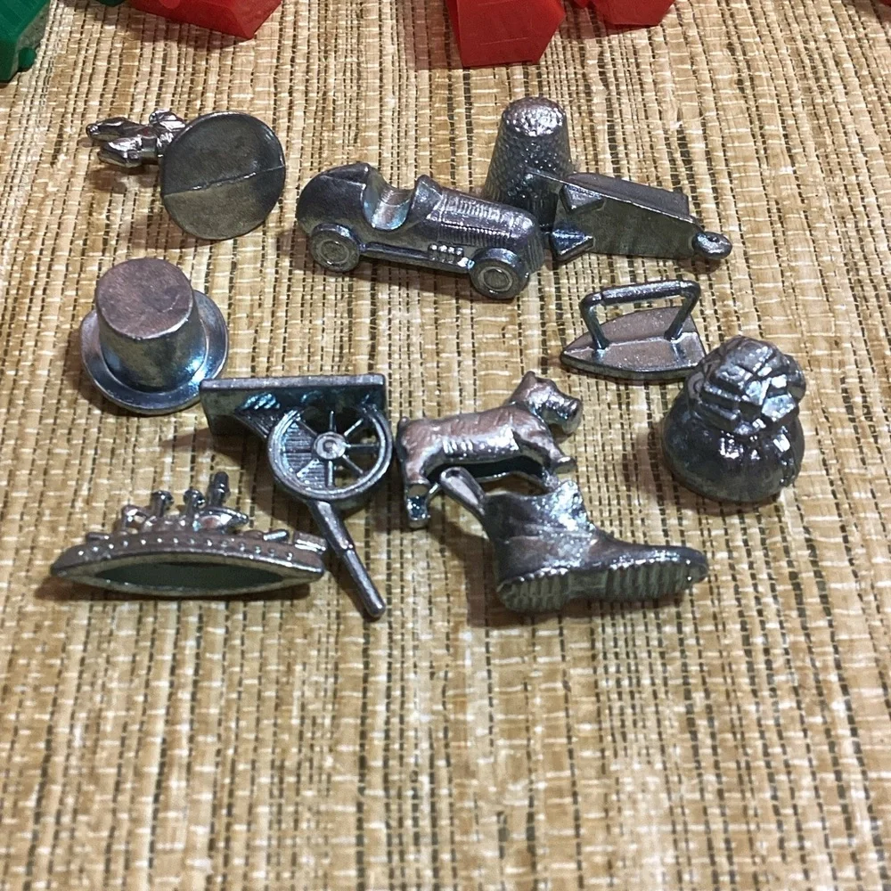 Classic Board Game Pieces Set - Red, Green, Silver